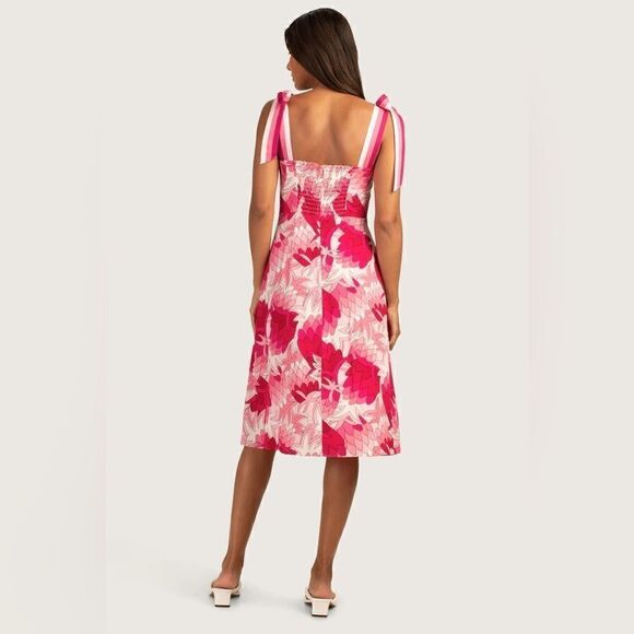 NWT Trina Turk Jolie Flower Child Midi White Pink DressTank Size M - Picture 4 of 11